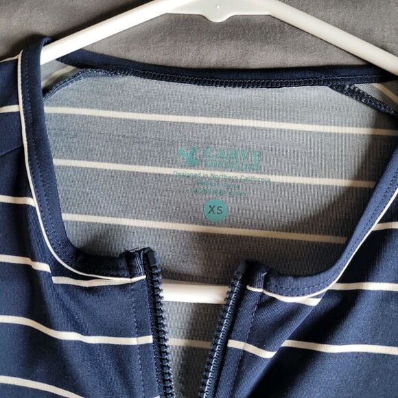Carve Designs Women Xs Navy Stripe Dawson Rashguard Swim Top Nautical Upf 50 Nwt - Picture 2 of 8